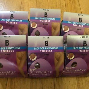 6 pairs of NEW in package L'eggs Silken Mist Nude TOELESS pantyhose Size B